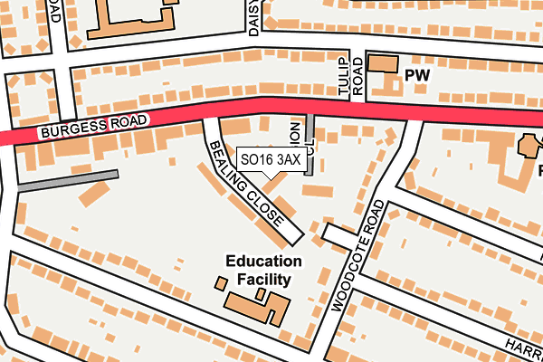 SO16 3AX map - OS OpenMap – Local (Ordnance Survey)