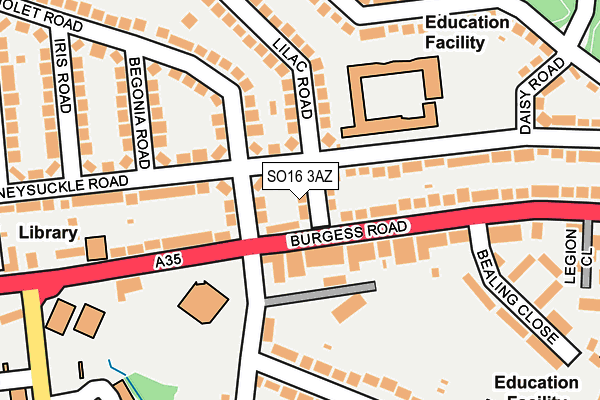 SO16 3AZ map - OS OpenMap – Local (Ordnance Survey)