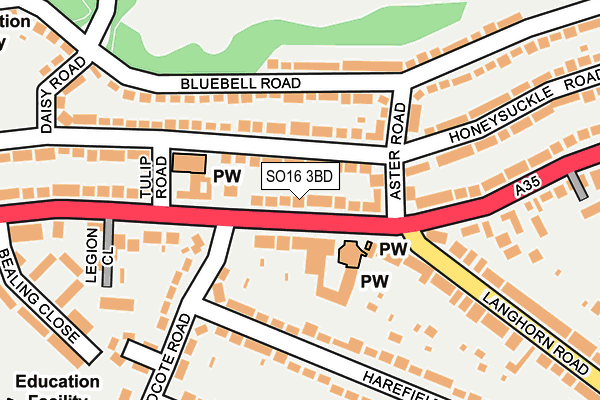 SO16 3BD map - OS OpenMap – Local (Ordnance Survey)