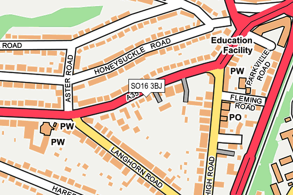 SO16 3BJ map - OS OpenMap – Local (Ordnance Survey)