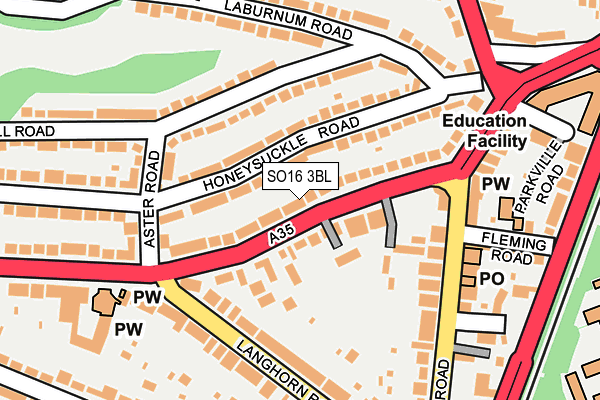 SO16 3BL map - OS OpenMap – Local (Ordnance Survey)