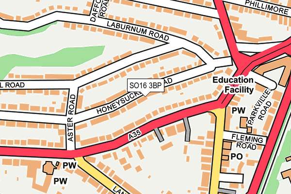 SO16 3BP map - OS OpenMap – Local (Ordnance Survey)