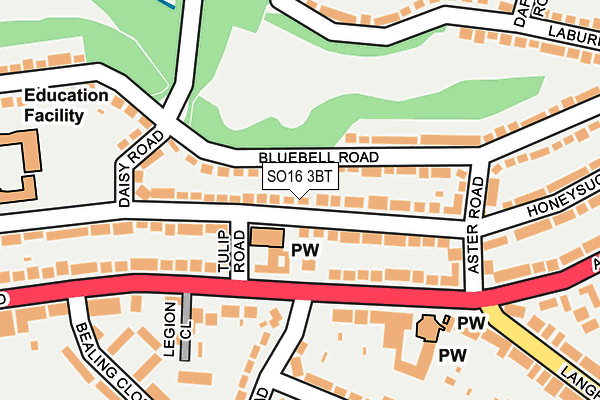 SO16 3BT map - OS OpenMap – Local (Ordnance Survey)
