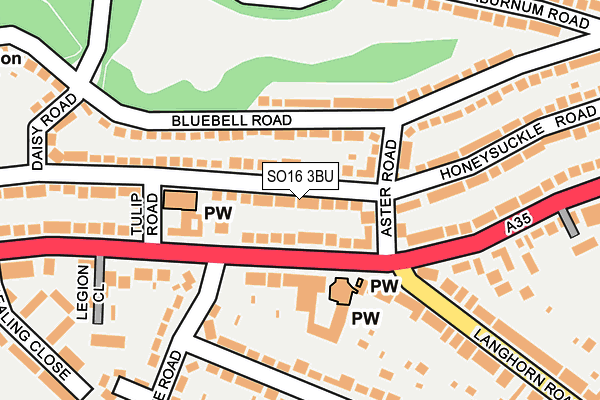 SO16 3BU map - OS OpenMap – Local (Ordnance Survey)