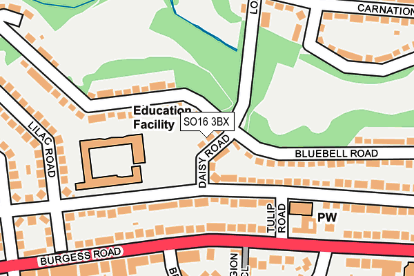 SO16 3BX map - OS OpenMap – Local (Ordnance Survey)