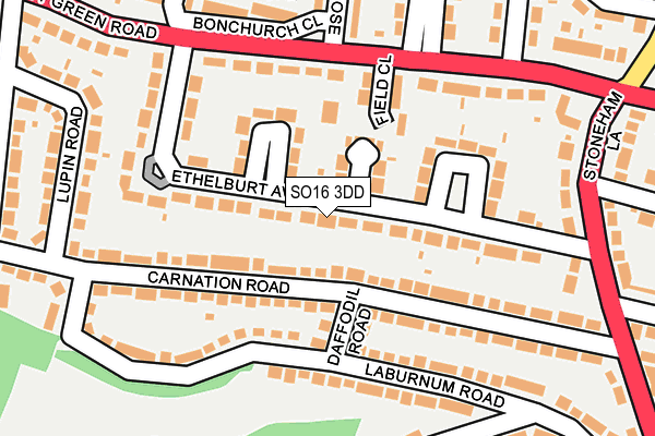 SO16 3DD map - OS OpenMap – Local (Ordnance Survey)