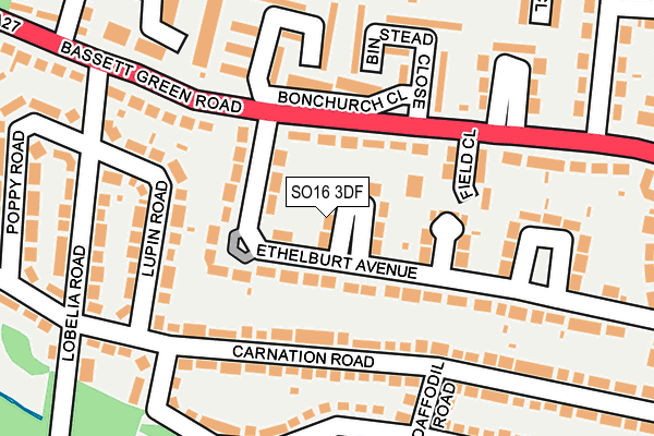 SO16 3DF map - OS OpenMap – Local (Ordnance Survey)
