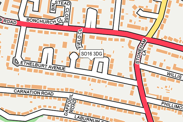 SO16 3DG map - OS OpenMap – Local (Ordnance Survey)