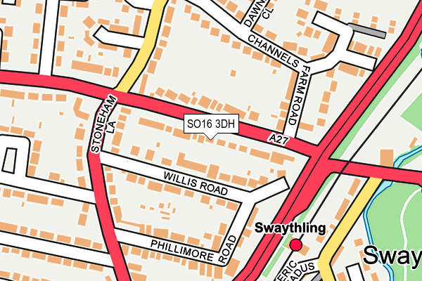 SO16 3DH map - OS OpenMap – Local (Ordnance Survey)