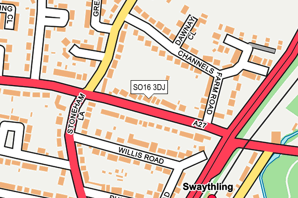 SO16 3DJ map - OS OpenMap – Local (Ordnance Survey)