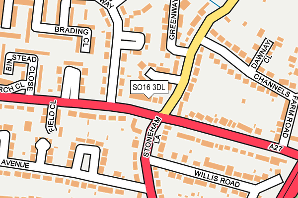 SO16 3DL map - OS OpenMap – Local (Ordnance Survey)