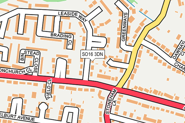 SO16 3DN map - OS OpenMap – Local (Ordnance Survey)