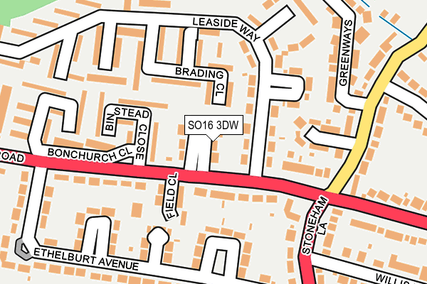 SO16 3DW map - OS OpenMap – Local (Ordnance Survey)