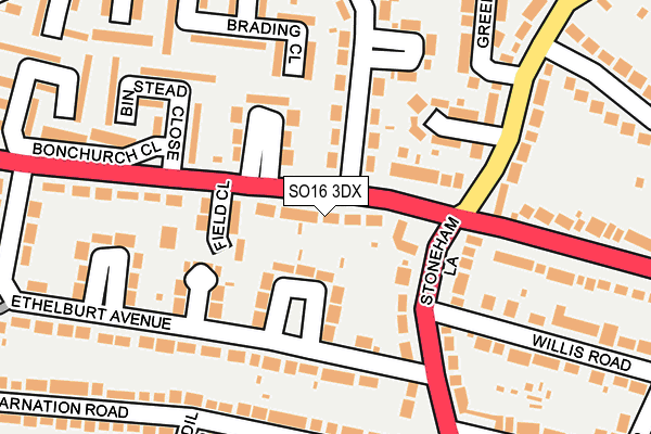 SO16 3DX map - OS OpenMap – Local (Ordnance Survey)