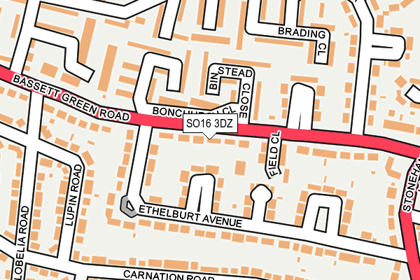 SO16 3DZ map - OS OpenMap – Local (Ordnance Survey)