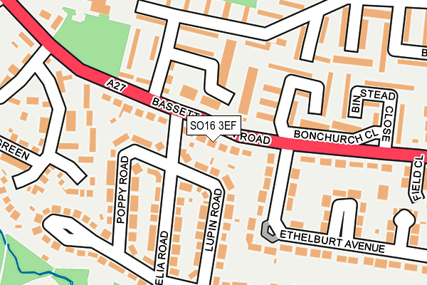 SO16 3EF map - OS OpenMap – Local (Ordnance Survey)