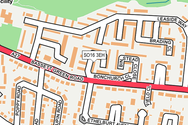 SO16 3EH map - OS OpenMap – Local (Ordnance Survey)