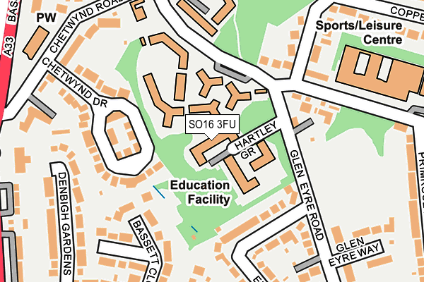 SO16 3FU map - OS OpenMap – Local (Ordnance Survey)