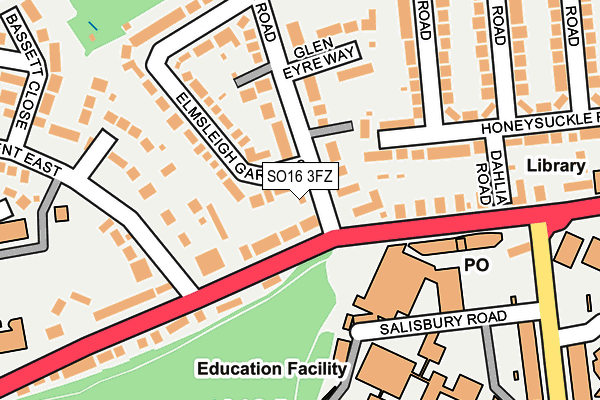 SO16 3FZ map - OS OpenMap – Local (Ordnance Survey)