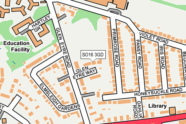 SO16 3GD map - OS OpenMap – Local (Ordnance Survey)