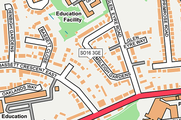 SO16 3GE map - OS OpenMap – Local (Ordnance Survey)