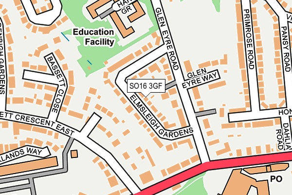 SO16 3GF map - OS OpenMap – Local (Ordnance Survey)