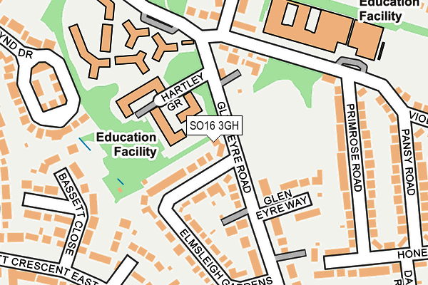 SO16 3GH map - OS OpenMap – Local (Ordnance Survey)