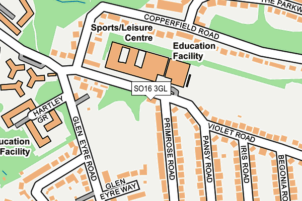 SO16 3GL map - OS OpenMap – Local (Ordnance Survey)