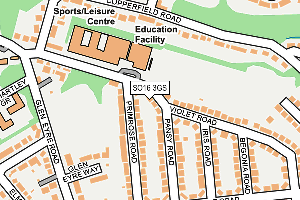 SO16 3GS map - OS OpenMap – Local (Ordnance Survey)