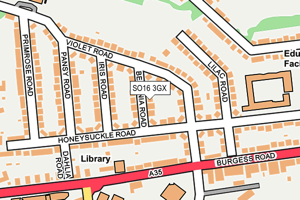 SO16 3GX map - OS OpenMap – Local (Ordnance Survey)