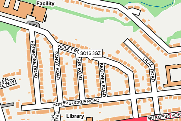 SO16 3GZ map - OS OpenMap – Local (Ordnance Survey)