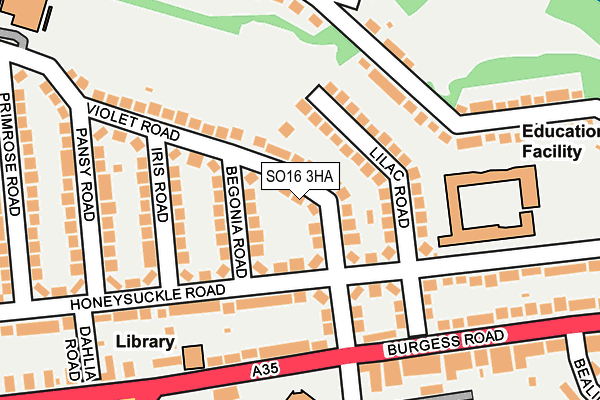 SO16 3HA map - OS OpenMap – Local (Ordnance Survey)