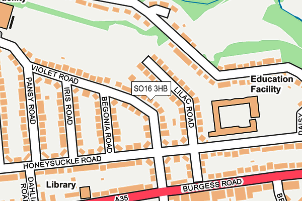 SO16 3HB map - OS OpenMap – Local (Ordnance Survey)