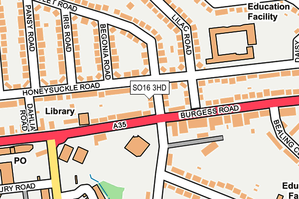 SO16 3HD map - OS OpenMap – Local (Ordnance Survey)
