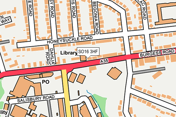 SO16 3HF map - OS OpenMap – Local (Ordnance Survey)