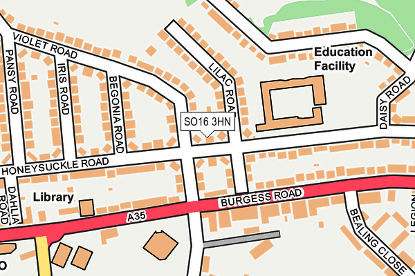 SO16 3HN map - OS OpenMap – Local (Ordnance Survey)