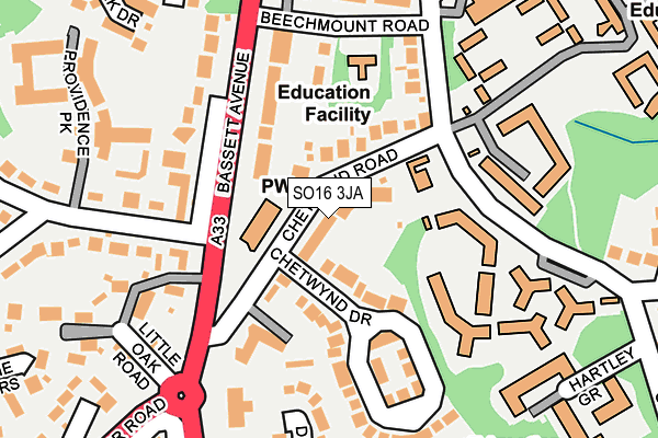 SO16 3JA map - OS OpenMap – Local (Ordnance Survey)