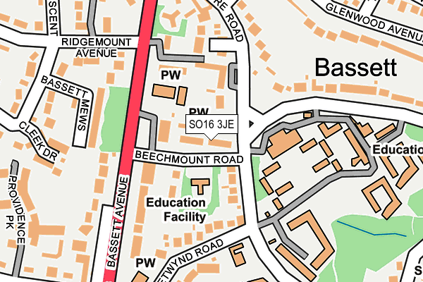 SO16 3JE map - OS OpenMap – Local (Ordnance Survey)