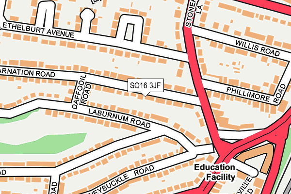 SO16 3JF map - OS OpenMap – Local (Ordnance Survey)