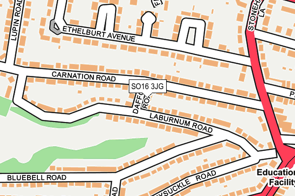 SO16 3JG map - OS OpenMap – Local (Ordnance Survey)