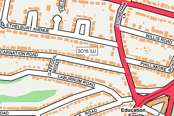 SO16 3JJ map - OS OpenMap – Local (Ordnance Survey)