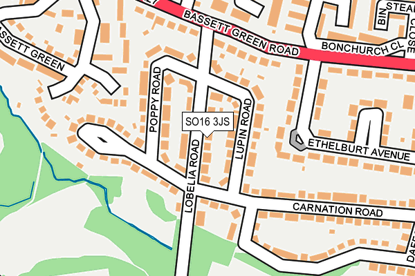 SO16 3JS map - OS OpenMap – Local (Ordnance Survey)