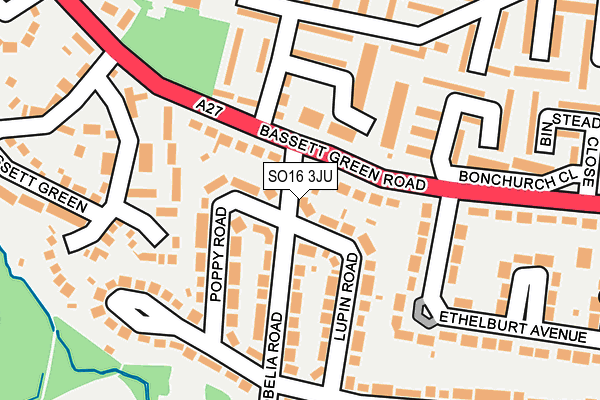 SO16 3JU map - OS OpenMap – Local (Ordnance Survey)