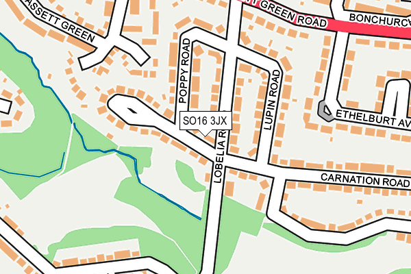 SO16 3JX map - OS OpenMap – Local (Ordnance Survey)