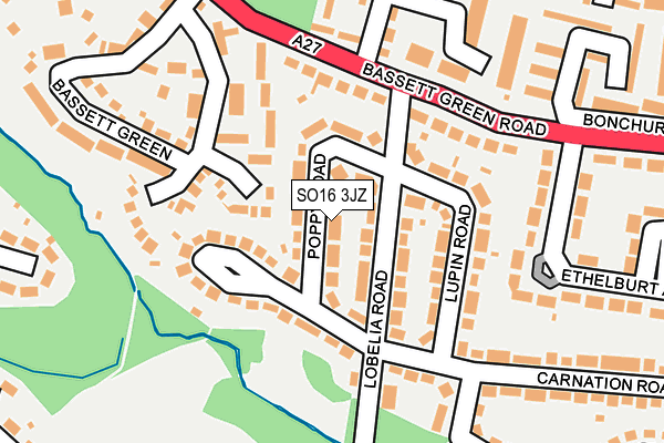 SO16 3JZ map - OS OpenMap – Local (Ordnance Survey)