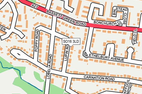 SO16 3LD map - OS OpenMap – Local (Ordnance Survey)