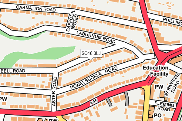 SO16 3LJ map - OS OpenMap – Local (Ordnance Survey)