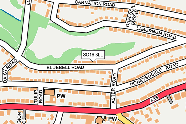 SO16 3LL map - OS OpenMap – Local (Ordnance Survey)