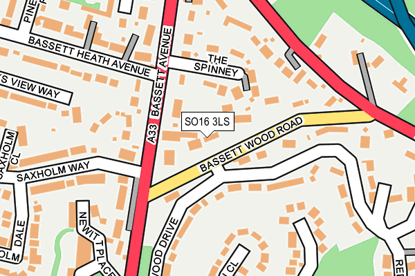 SO16 3LS map - OS OpenMap – Local (Ordnance Survey)