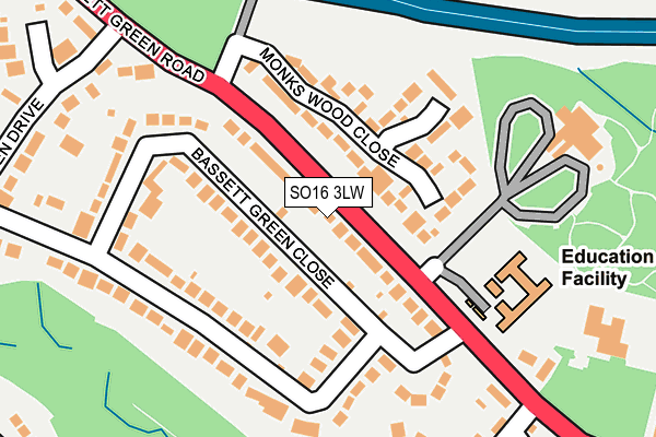 SO16 3LW map - OS OpenMap – Local (Ordnance Survey)